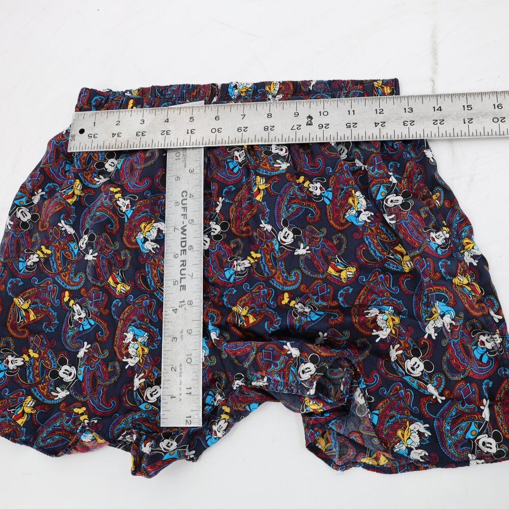 Vintage Disney store Silk Pajama Shorts Medium Goofy Mickey Mouse paisley print - Picture 8 of 9